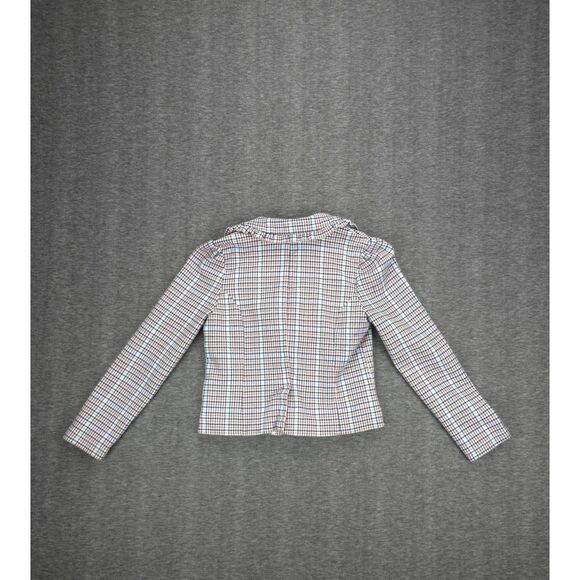 Girl's Janie & Jack Plaid Blazer Jacket w Gold Button Size 7 Puff Shoulder - Picture 2 of 8